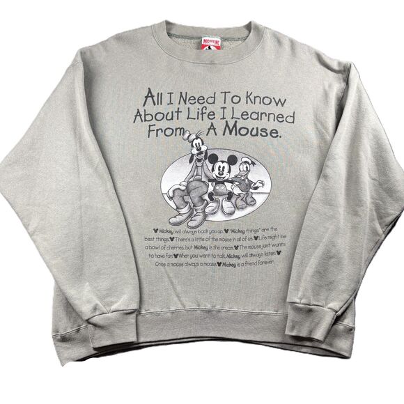 Disney Tops - Disney Parks Unisex Mickey Mouse Sweatshirt Vintage 90s Made in USA Large P291